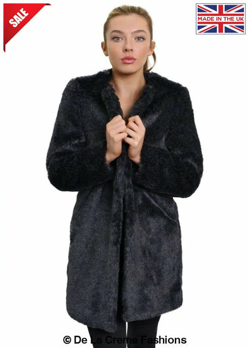 De La Creme Womens Faux Fur Classic Coat